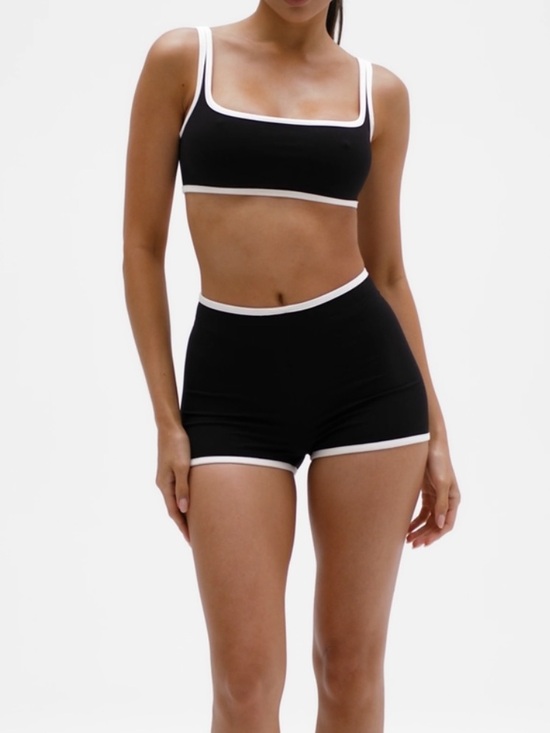 naked wardrobe Tops - naked wardrobe sporty Black Crop top Tank with White Trim Sz medium